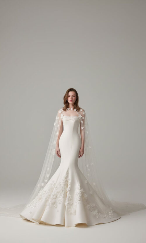 Mermaid Bridal Gown with Floral Details