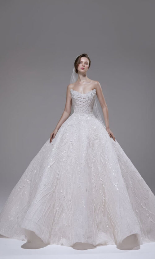 Strapless Embellished Ball Gown Wedding Dress