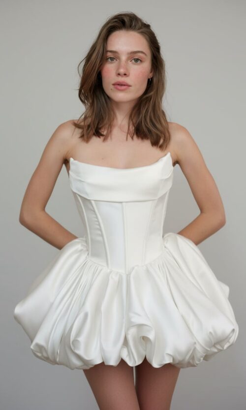 Strapless Corset Mini Dress with Sculpted Bubble Skirt