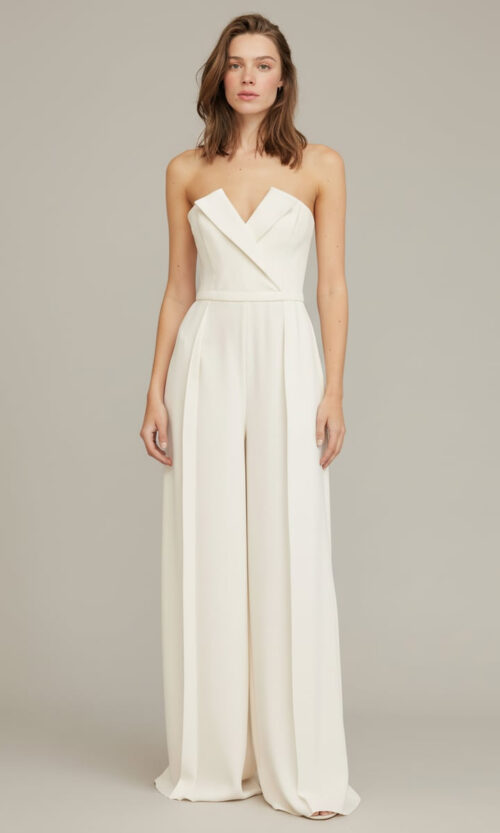 Strapless Minimal Couture Bridal Jumpsuit