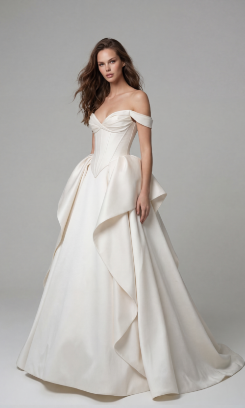 Off Shoulder Sculptural Corset Bridal Gown