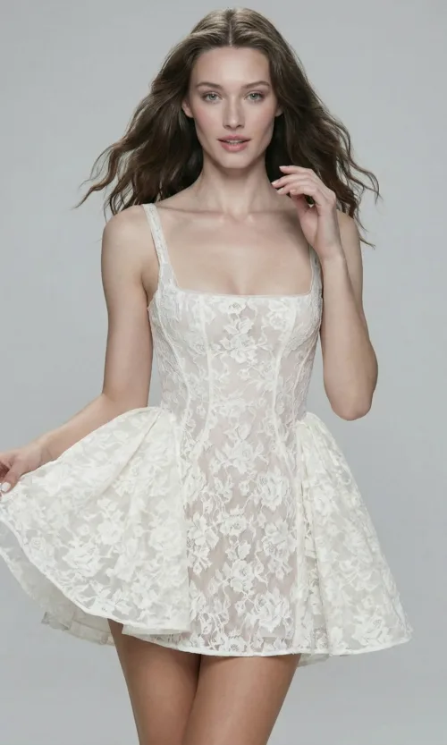 Lace Corset Mini Bridal Dress