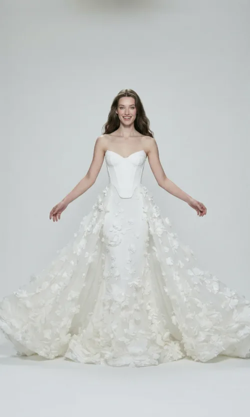 Strapless Sculpted Corset Floral Mermaid Gown