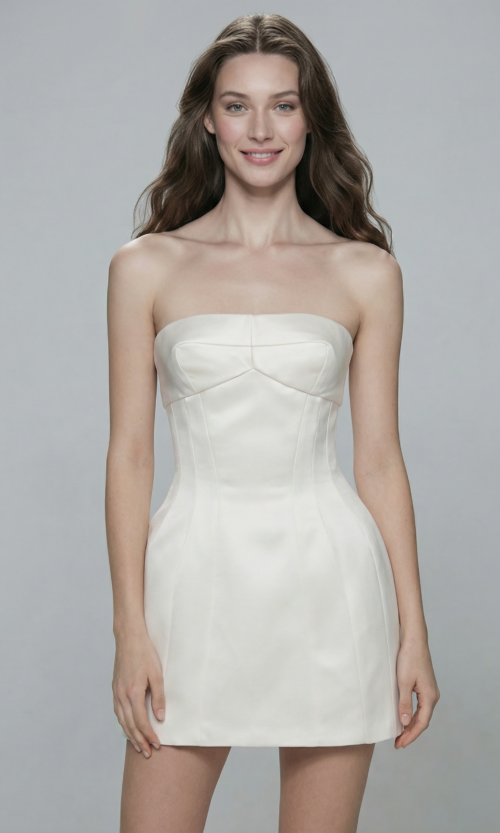 Strapless Mini Bridal Dress in Ivory