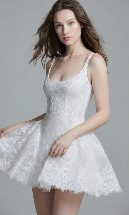 Modern Lace Mini Wedding Dress