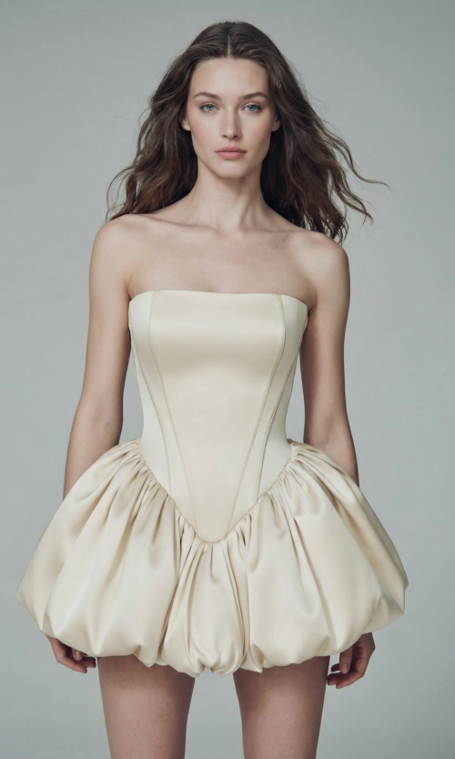 Strapless Corset Mini with Sculpted Balloon Skirt