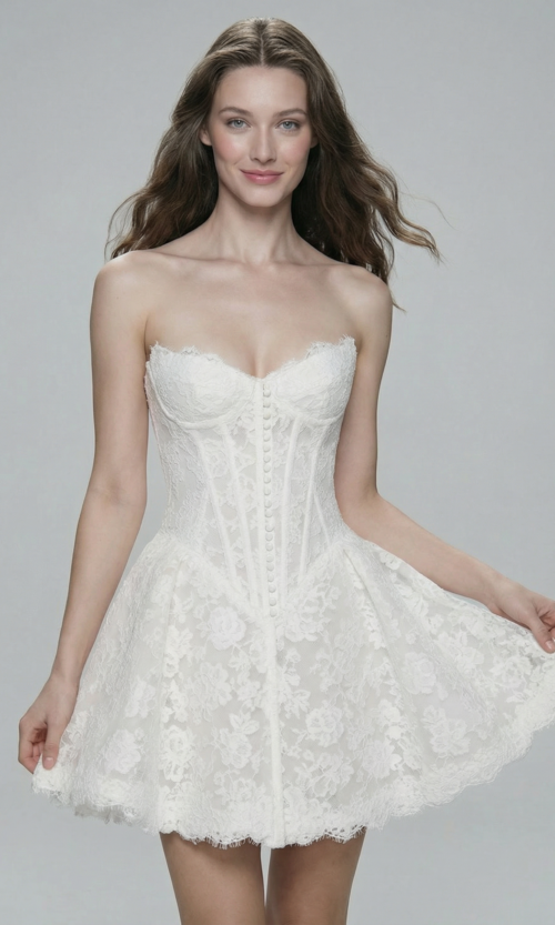Lace Corset Mini Bridal Dress