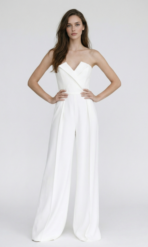 Strapless Minimal Couture Bridal Jumpsuit