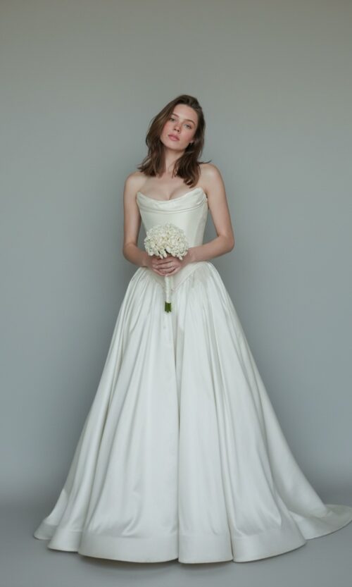 Draped Sweetheart Satin Ball Gown