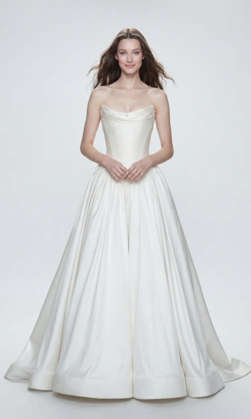 Draped Sweetheart Satin Ball Gown