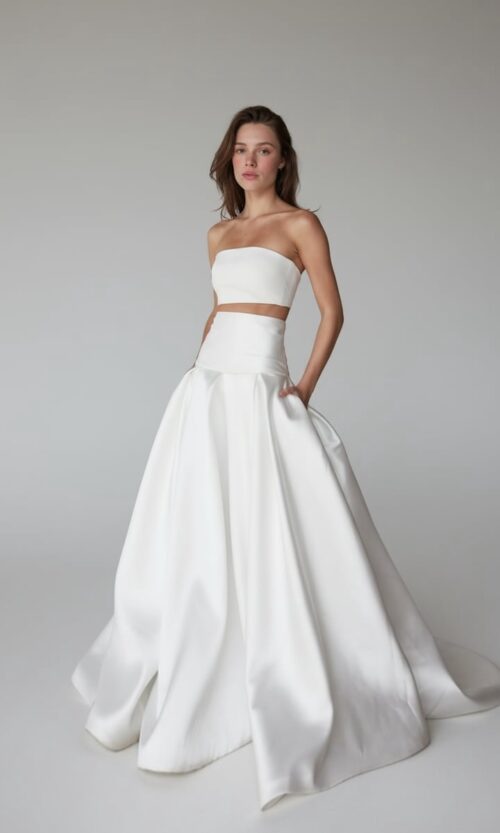 Modern Strapless Two Piece Bridal Gown