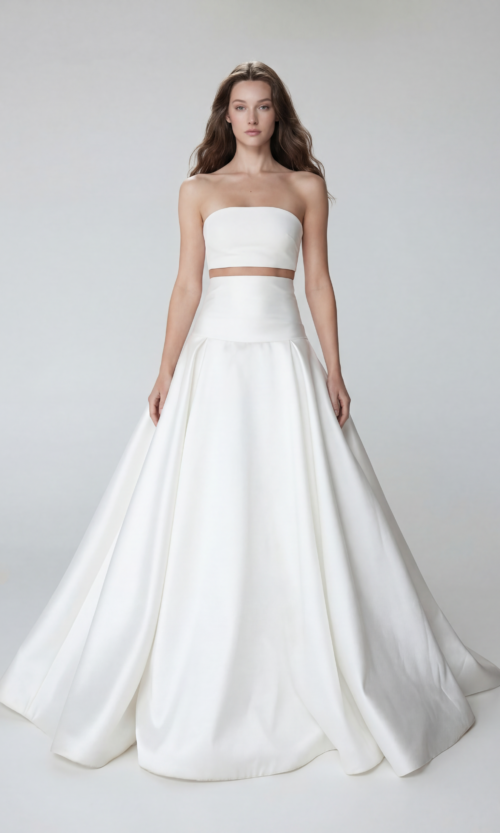 Modern Strapless Two Piece Bridal Gown