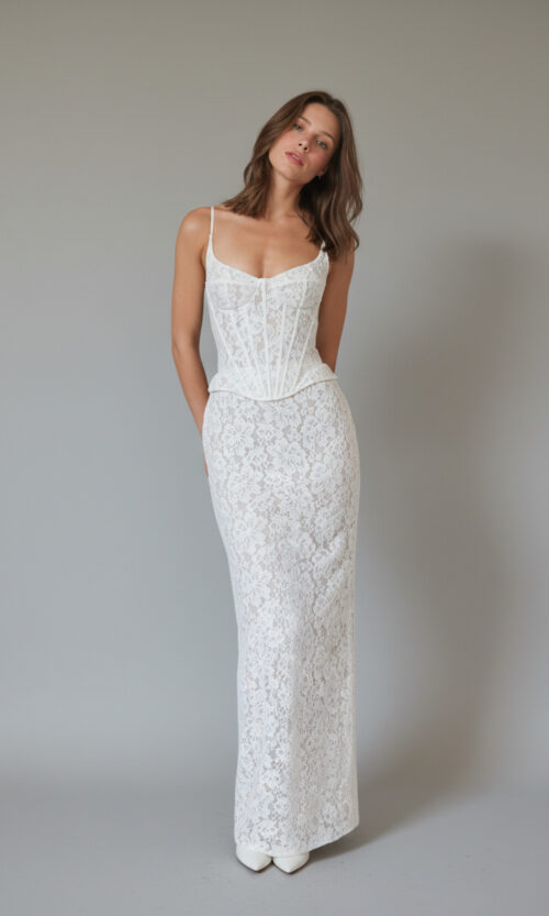 Lace Corset Column Bridal Dress