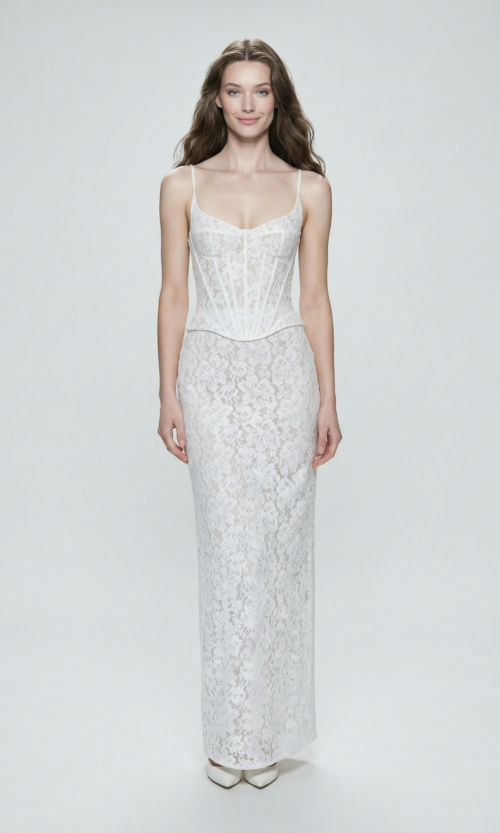 Lace Corset Column Bridal Dress