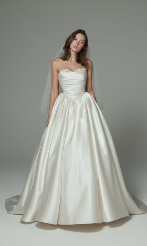 Strapless Satin Corset Ball Gown