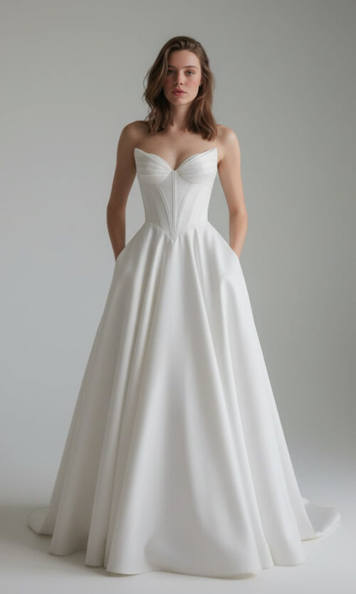 Strapless Sculpted Corset Ball Gown