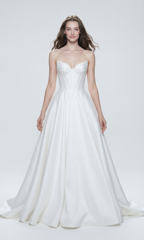 Strapless Sculpted Corset Ball Gown