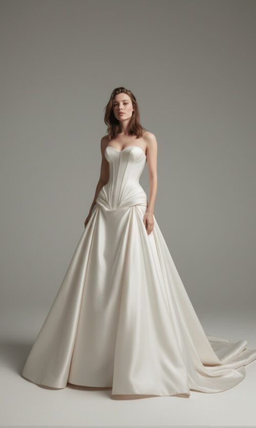 Strapless Draped Corset Ball Gown
