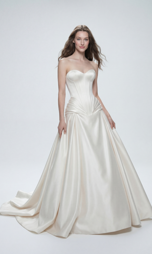 Strapless Draped Corset Ball Gown