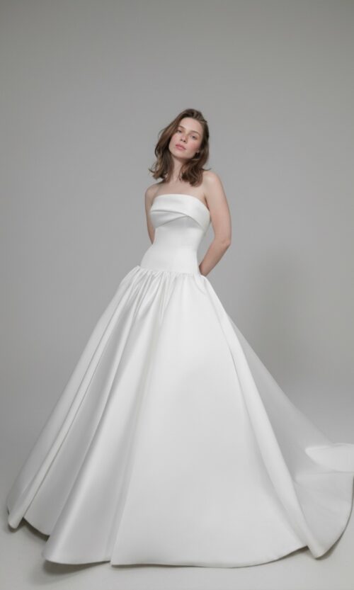 Strapless Folded Bodice Bridal Dress