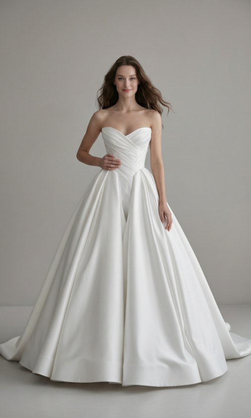 Draped Sweetheart Satin Bridal Dress