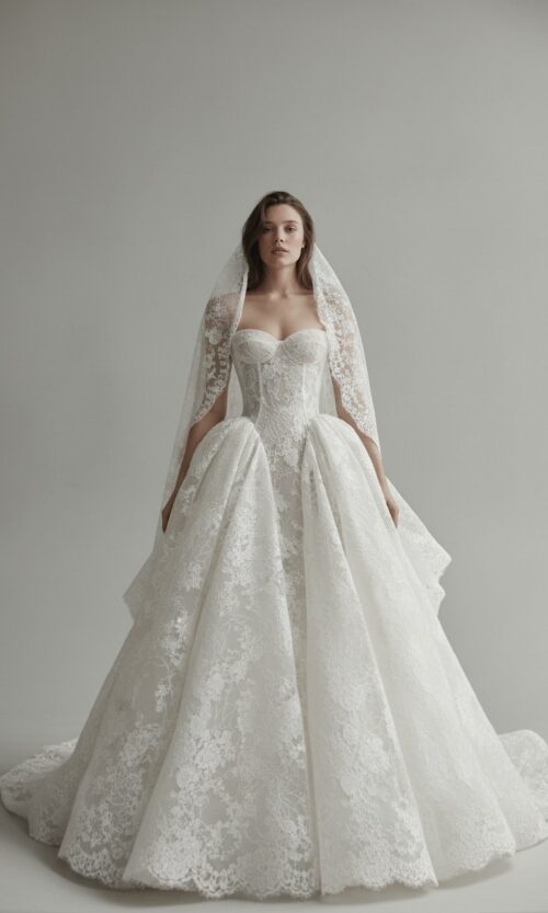 Floral Lace Corset French Bridal Dress