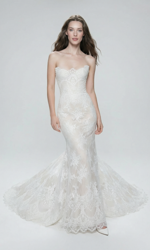 Strapless All Lace Mermaid Bridal Gown