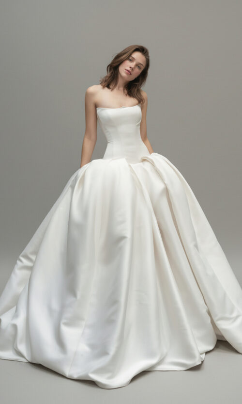 Strapless Sculpted Ball Gown Bridal Dress