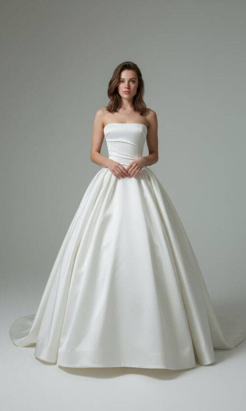 Strapless Satin Zibeline Ball Gown