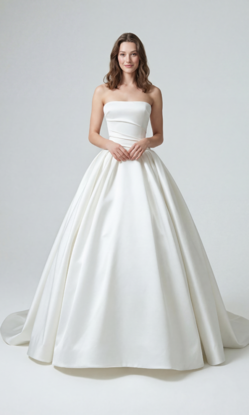 Strapless Satin Zibeline Ball Gown
