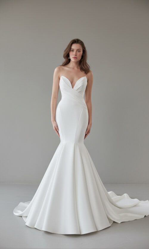 Deep Sweetheart Strapless Mermaid Wedding Dress