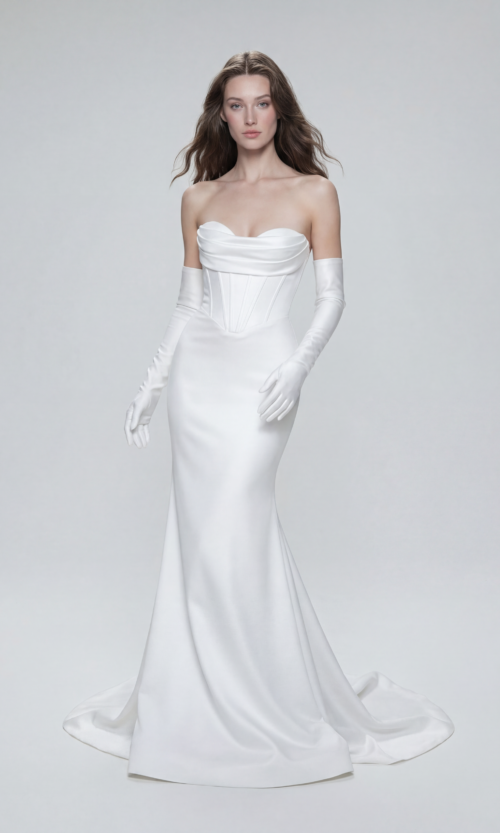 Structured Corset Satin Fit & Flare Wedding Gown