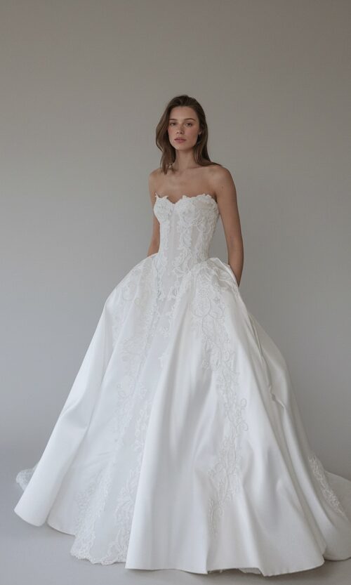 Sculpted Lace Corset Ball Gown