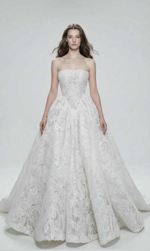 Strapless Full Lace Ball Gown