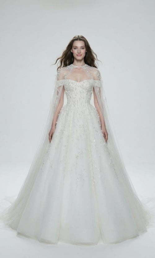 Crystal Blossom Strapless Ball Gown