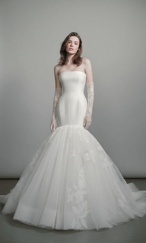 Strapless Mermaid Tulle Wedding Gown