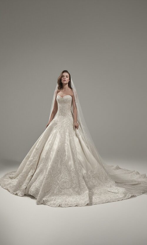 Regal Couture Ball Gown with Embellished Lace