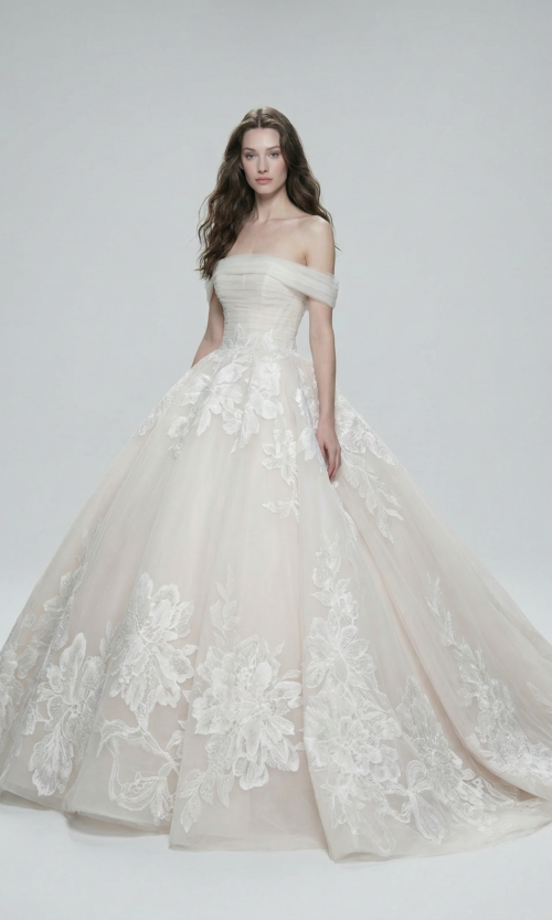 Grand Floral Embroidered Ball Gown