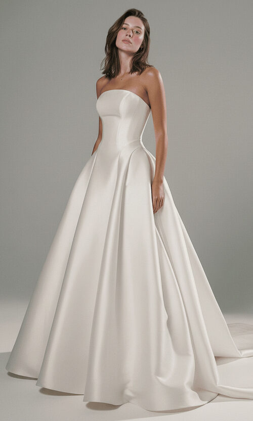 Eternal Grace Strapless Satin Bridal Dress