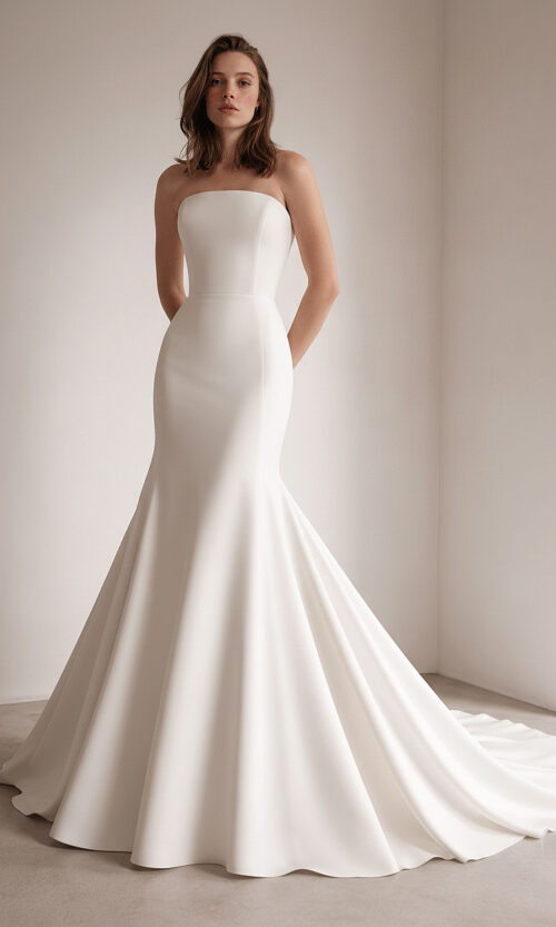 Sculpted Elegance Strapless Fit & Flare Bridal Dress