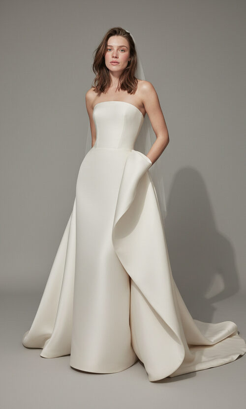 Strapless Bridal Dress with Overskirt