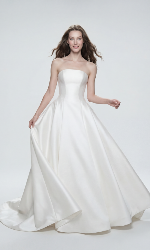 Eternal Grace Strapless Satin Bridal Dress