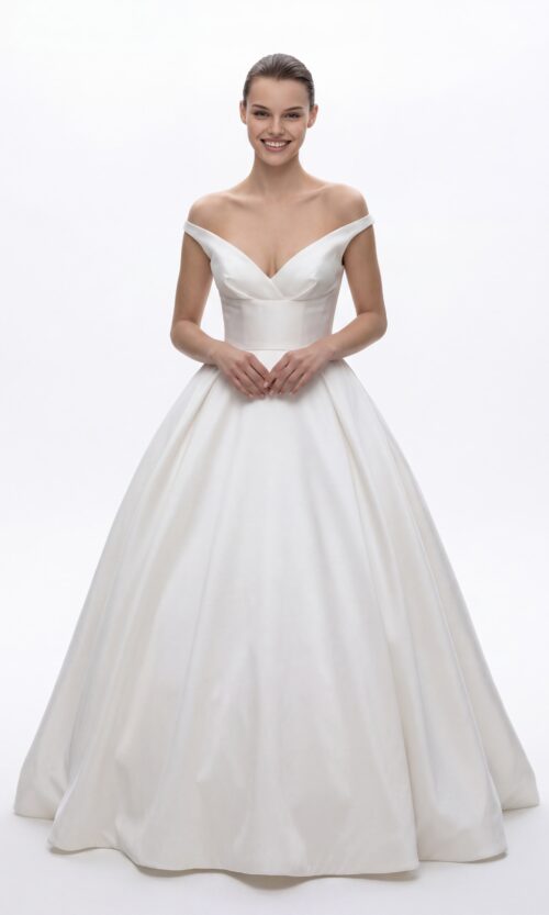 OffShoulder Corset Ball Dress with Full Volume Skirt